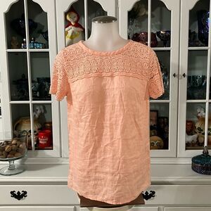 J. Crew Linen Top Size 00 Crochet Lace
